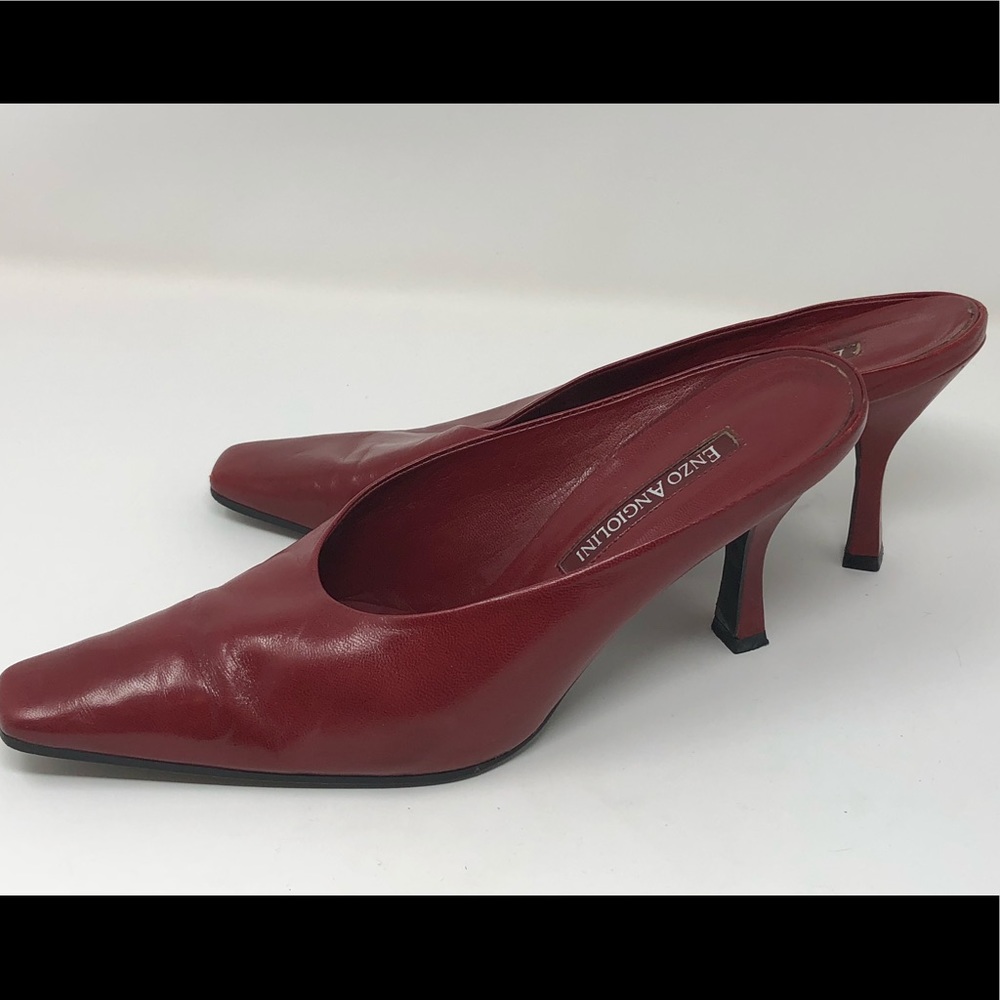 Enzo Angiolini Red Leather Mules Size 7M
